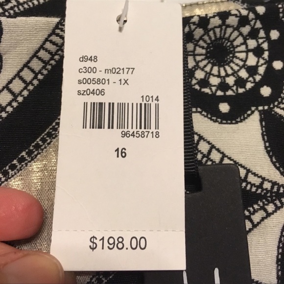 Isabel Toledo Gold Foil with Black Design Skirt - Picture 8 of 8